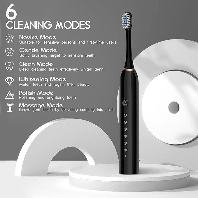 Electric Toothbrush Rechargeable – Deep Cleaning, Whitening, Gum Care, USB Fast Charging