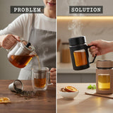 Glass Double Wall Sipper Mug 500ml with Handle & Spill Proof Lid