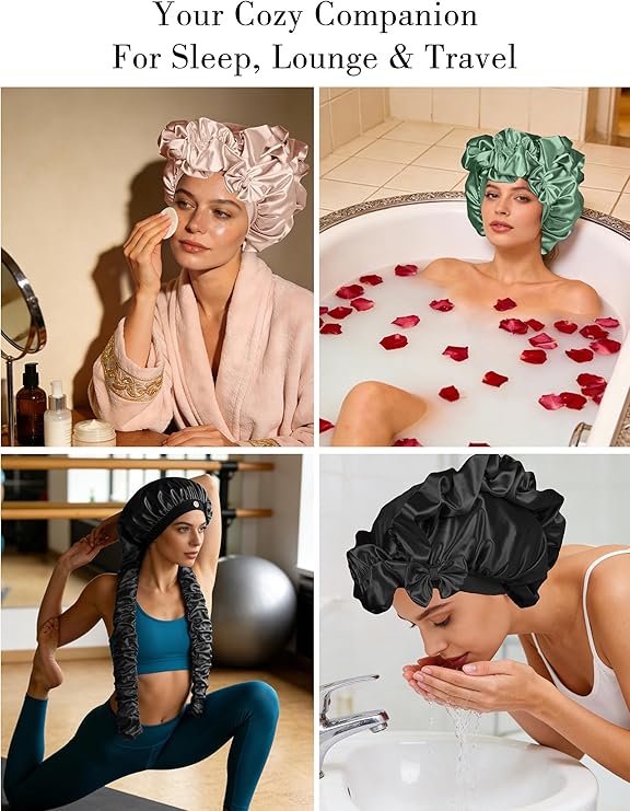 Satin Hair Bonnet for Curly Hair & Sleeping