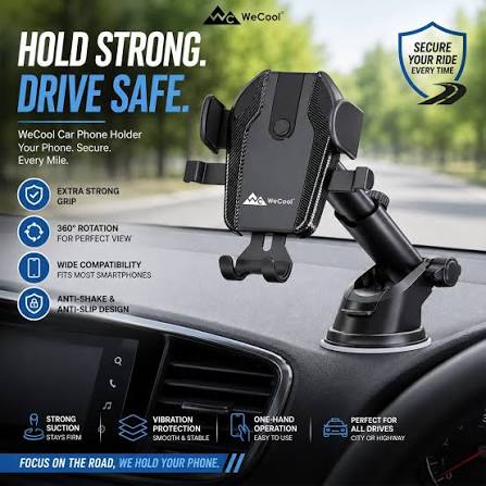 Premium Mobile Holder for Car Strong Suction Cup, 360° Rotatable,Car Mobile Holder