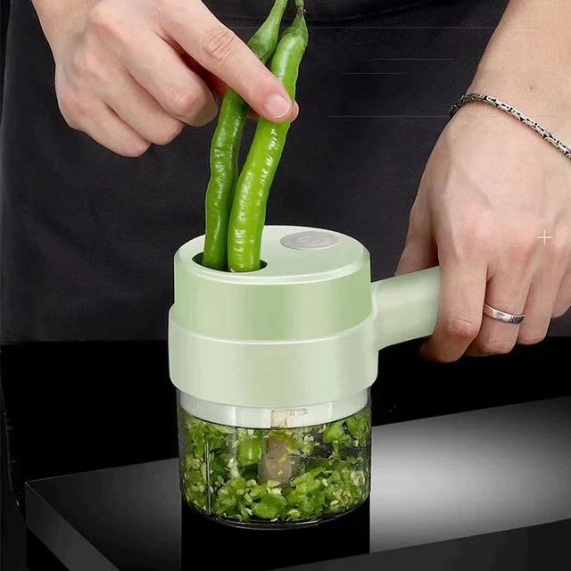 Handheld Electric Cutter Vegetable 4 in 1 Smart Wireless Portable Electric Vegetable Cutter Set Cutter for Vegetable Food Chopper with Brush