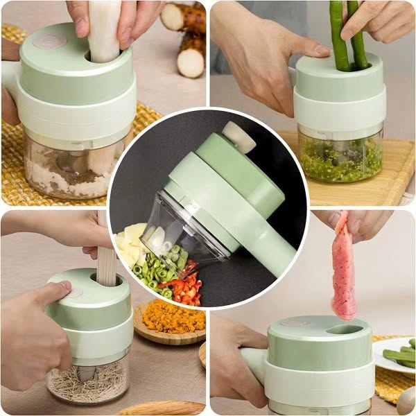 Handheld Electric Cutter Vegetable 4 in 1 Smart Wireless Portable Electric Vegetable Cutter Set Cutter for Vegetable Food Chopper with Brush