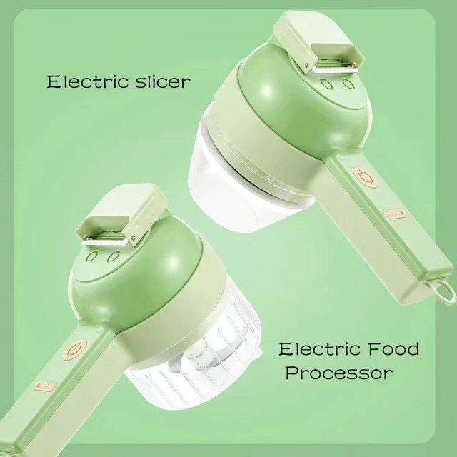 Handheld Electric Cutter Vegetable 4 in 1 Smart Wireless Portable Electric Vegetable Cutter Set Cutter for Vegetable Food Chopper with Brush